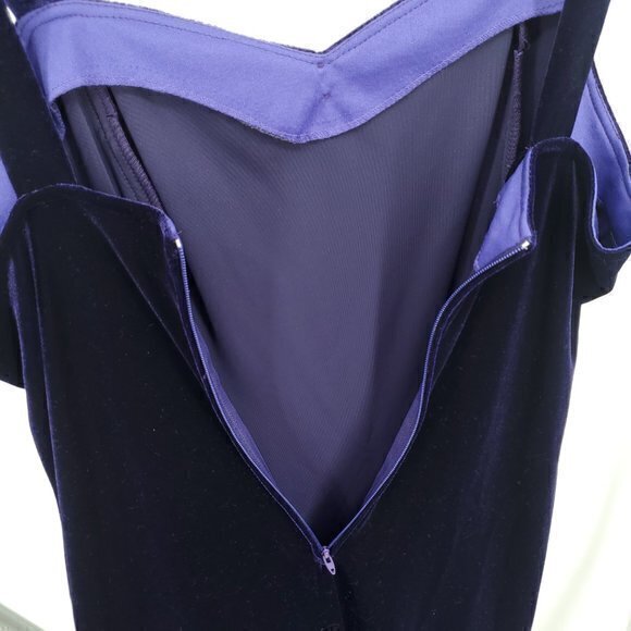 VTG Y2K/90s Onyx Nite Stretch Velvet Midi Dress w/ Rhinestone Embellishment 12p - Picture 12 of 15